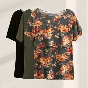 3 pack Women's Maternity Nursing Tops Short Sleeve Breastfeeding Clothes 🤱🏻